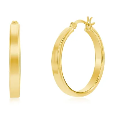 Sterling Silver Or Gold Plated Over 4x29mm Fancy Flat Hoop Earrings