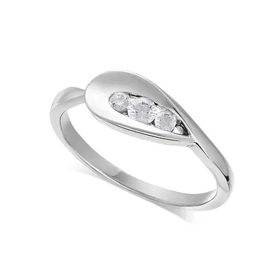 Canadian Dreams 14k White Gold Concave Diamond Fashion Ring