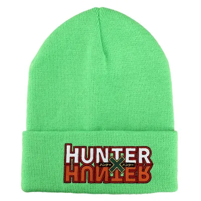Hunter X Hunter Anime Logo Patch Neon Green Knit Beanie