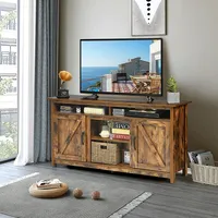 60''industrial Tv Stand Entertainment Console Center W/ Shelve & Cabinet