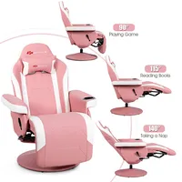 Goplus Massage Gaming Recliner Reclining Racing Chair Swivel