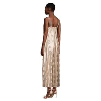 Drape-Strap Jacquard Satin Slip Dress