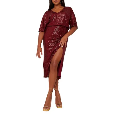 Glitter Sequin Midi Dress