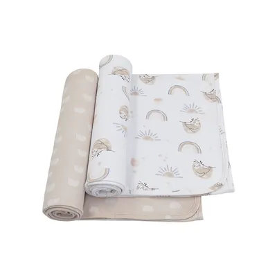 2-Pack Rainbow Sloth Jersey Swaddle Blankets