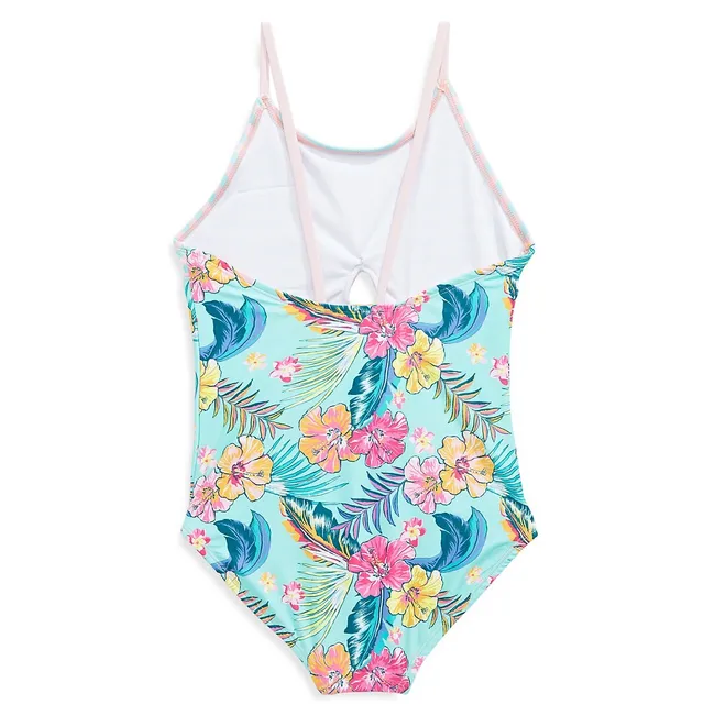 Printed Side-Cutout One-Piece Swimsuit for Girls