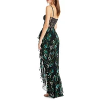 Senorita Ruffled Tulip-Skirt Gown