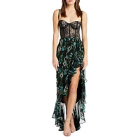 Senorita Ruffled Tulip-Skirt Gown