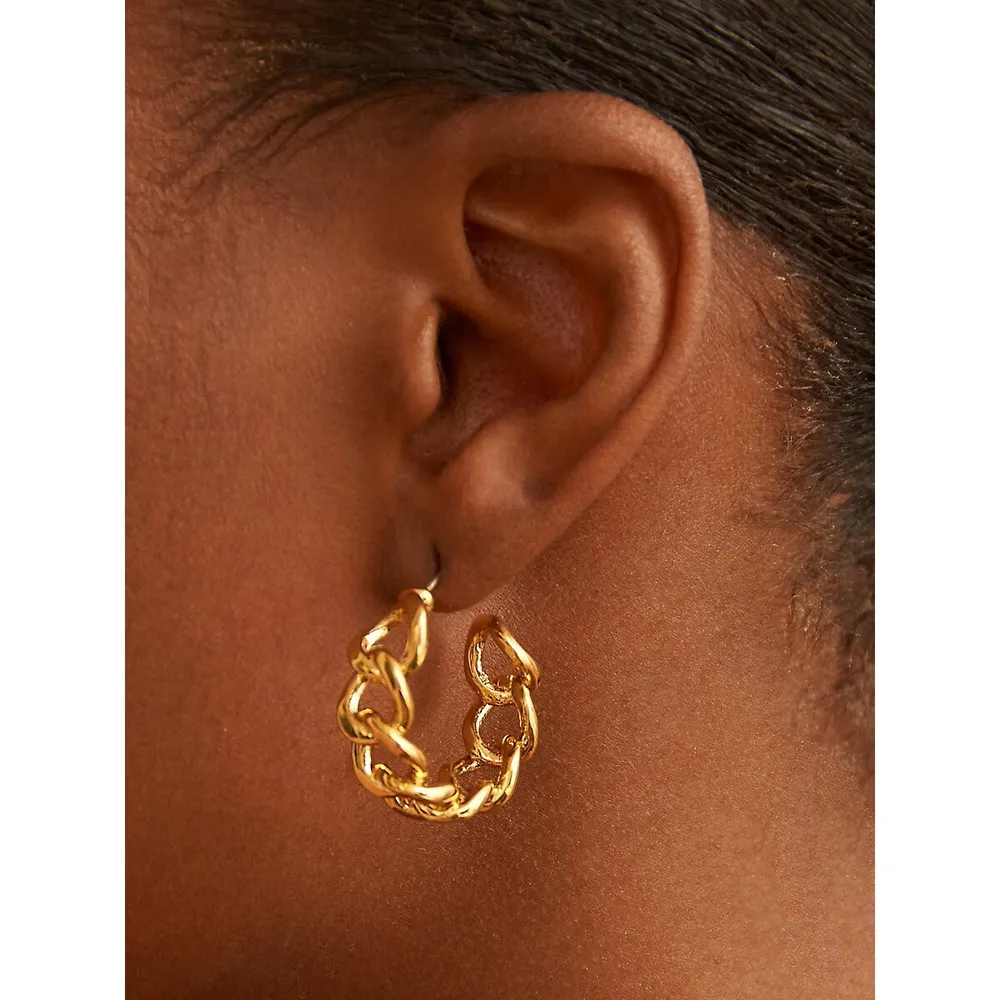 Itohan 18K Goldplated Chain Hoop Earrings