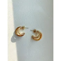 Epa 18K Goldplated & Cubic Zirconia Hoop Earrings