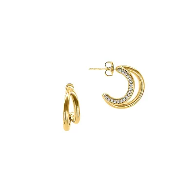 Epa 18K Goldplated & Cubic Zirconia Hoop Earrings