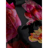 Floral Flounce Sleeve & Side Cutout Midi Dress