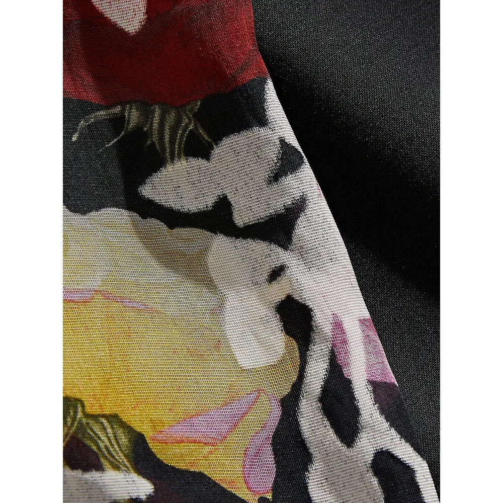 Skant Floral-Panel Wool-Blend Dress Pants