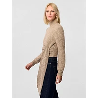 Aspen Long-Sleeve Tie-Front Turtleneck Sweater