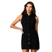 Sophia Bouclé Sleeveless Tailored Mini Shirt Dress