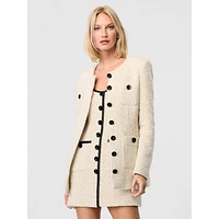 Lea Collarless Boyfriend Tweed Jacket