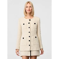 Lea Collarless Boyfriend Tweed Jacket