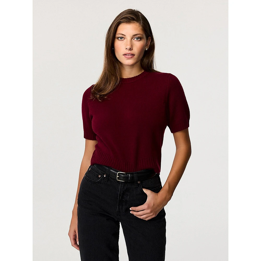 Elsie Wool & Cashmer Short-Sleeve Sweater