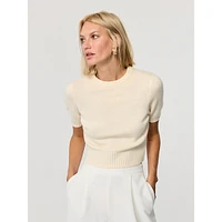 Elsie Wool & Cashmer Short-Sleeve Sweater