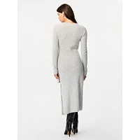 Blakely Long-Sleeve Tie-Front Knit Midi Dress