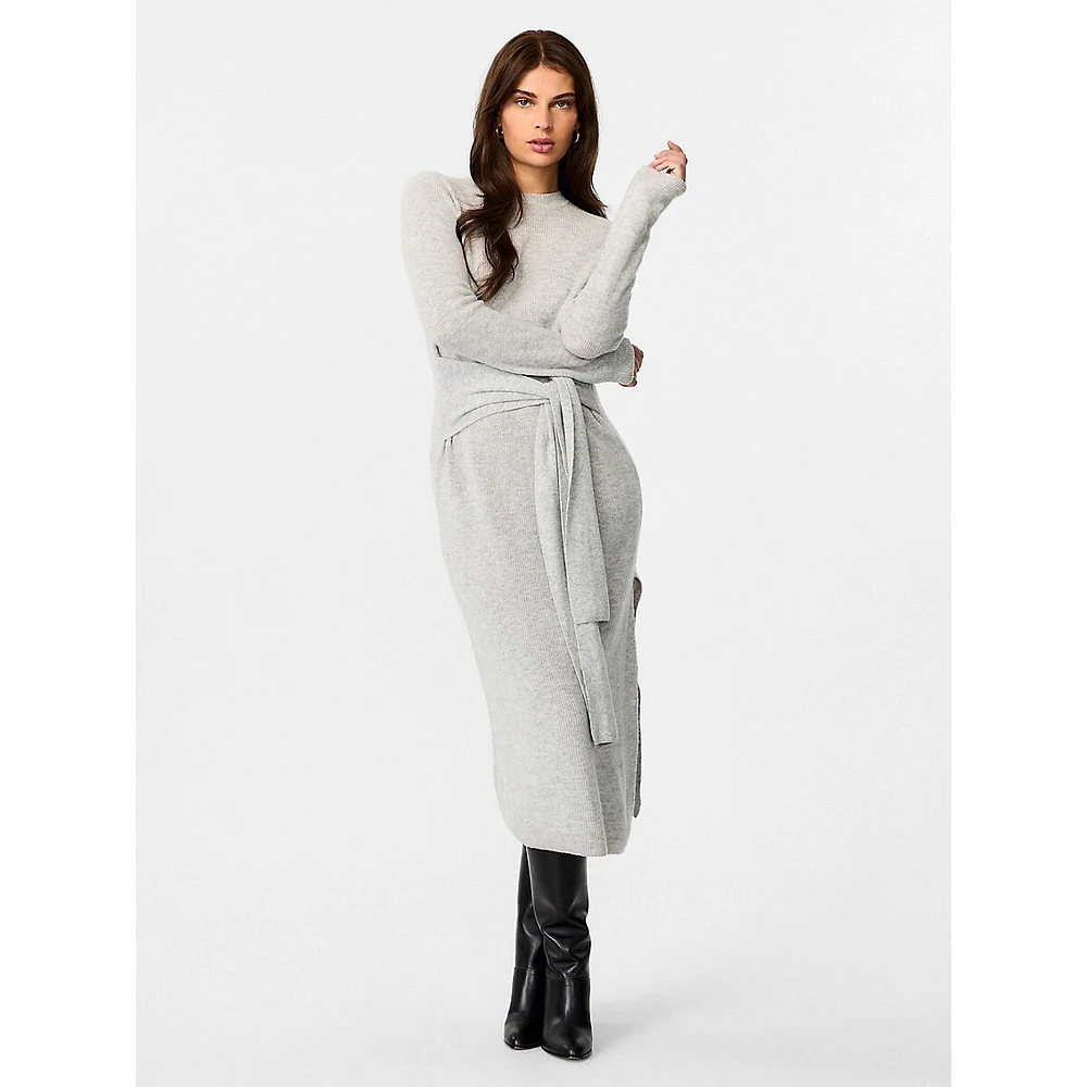 Blakely Long-Sleeve Tie-Front Knit Midi Dress