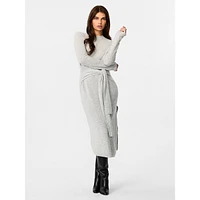 Blakely Long-Sleeve Tie-Front Knit Midi Dress