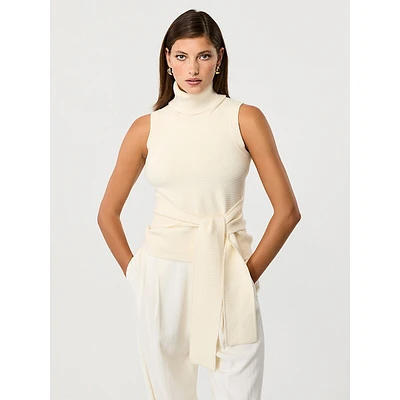 Celeste Sleeveless Tie-Front Turtleneck Top