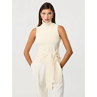 Celeste Sleeveless Tie-Front Turtleneck Top