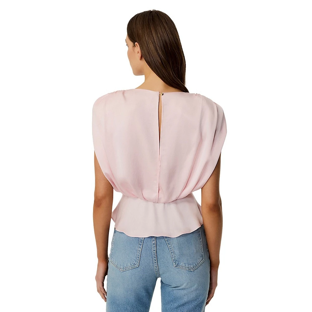 Satin Sleeveless Peplum Blouse