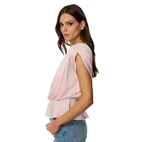 Satin Sleeveless Peplum Blouse