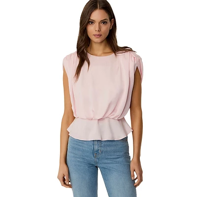 Satin Sleeveless Peplum Blouse