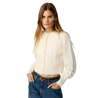 Wool & Cashmere Cabled Cropped Cardigan