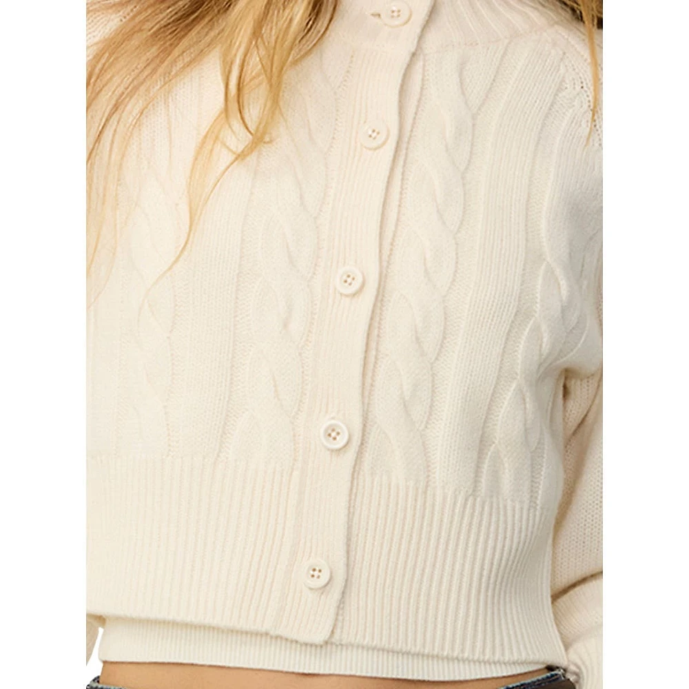 Wool & Cashmere Cabled Cropped Cardigan