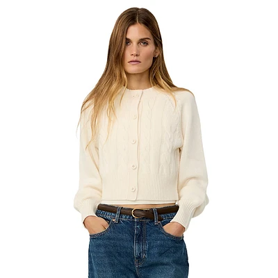 Wool & Cashmere Cabled Cropped Cardigan