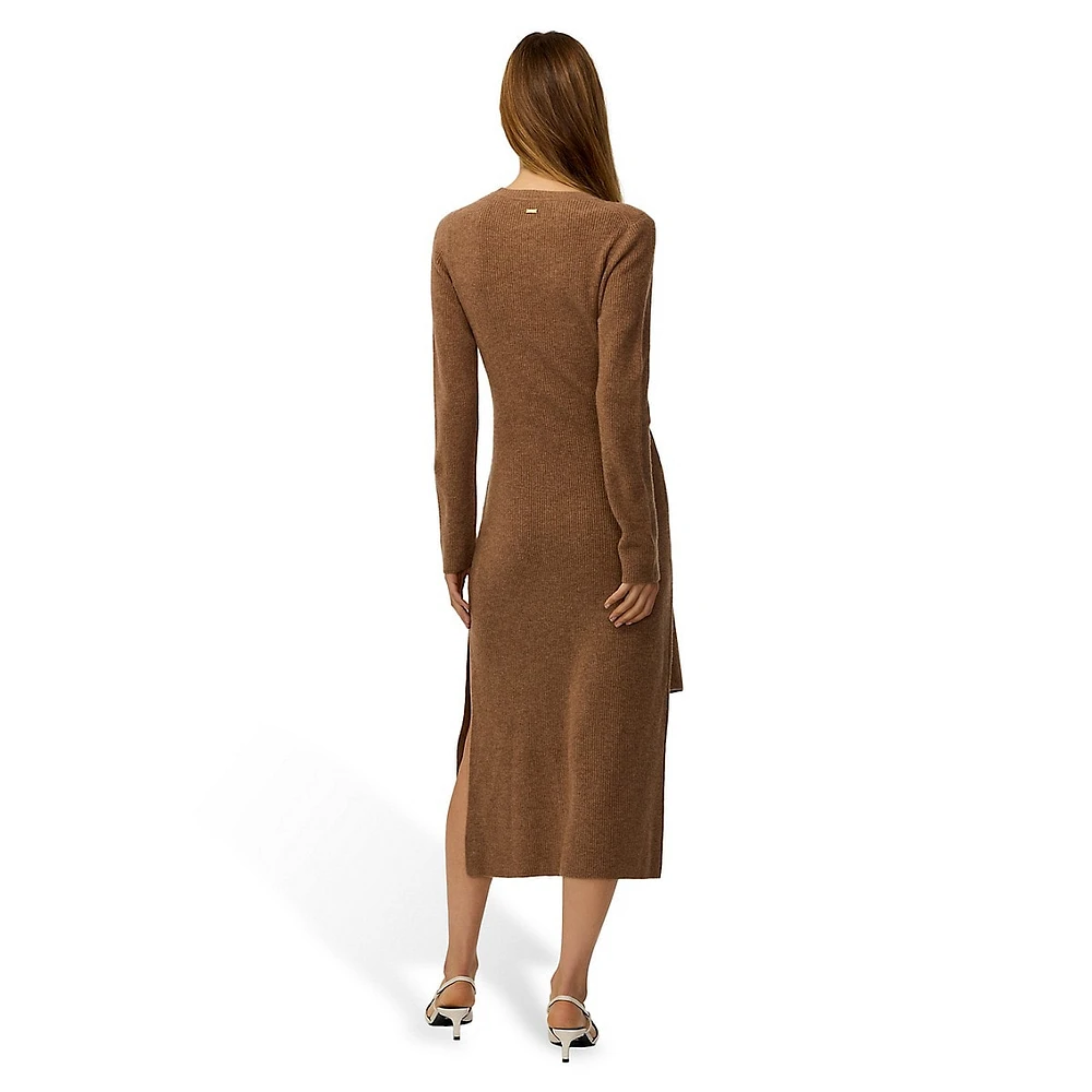 Wool & Cashmere Tie-Front Midi Sweater Dress