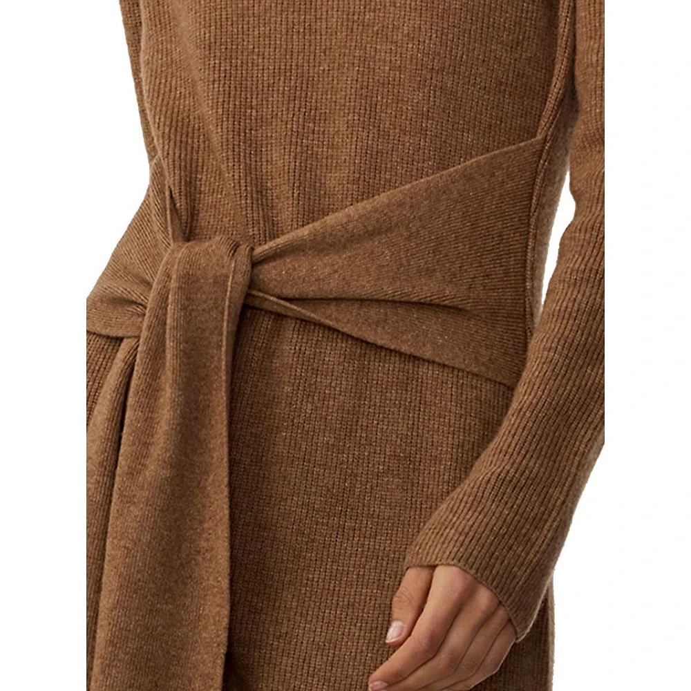 Wool & Cashmere Tie-Front Midi Sweater Dress