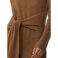 Wool & Cashmere Tie-Front Midi Sweater Dress