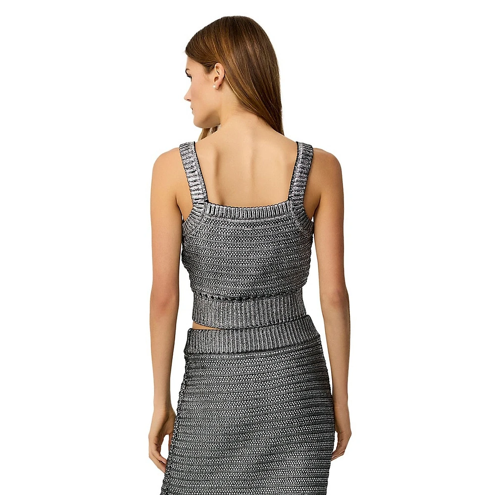 Textured Foil-Finish Cotton Tank Top