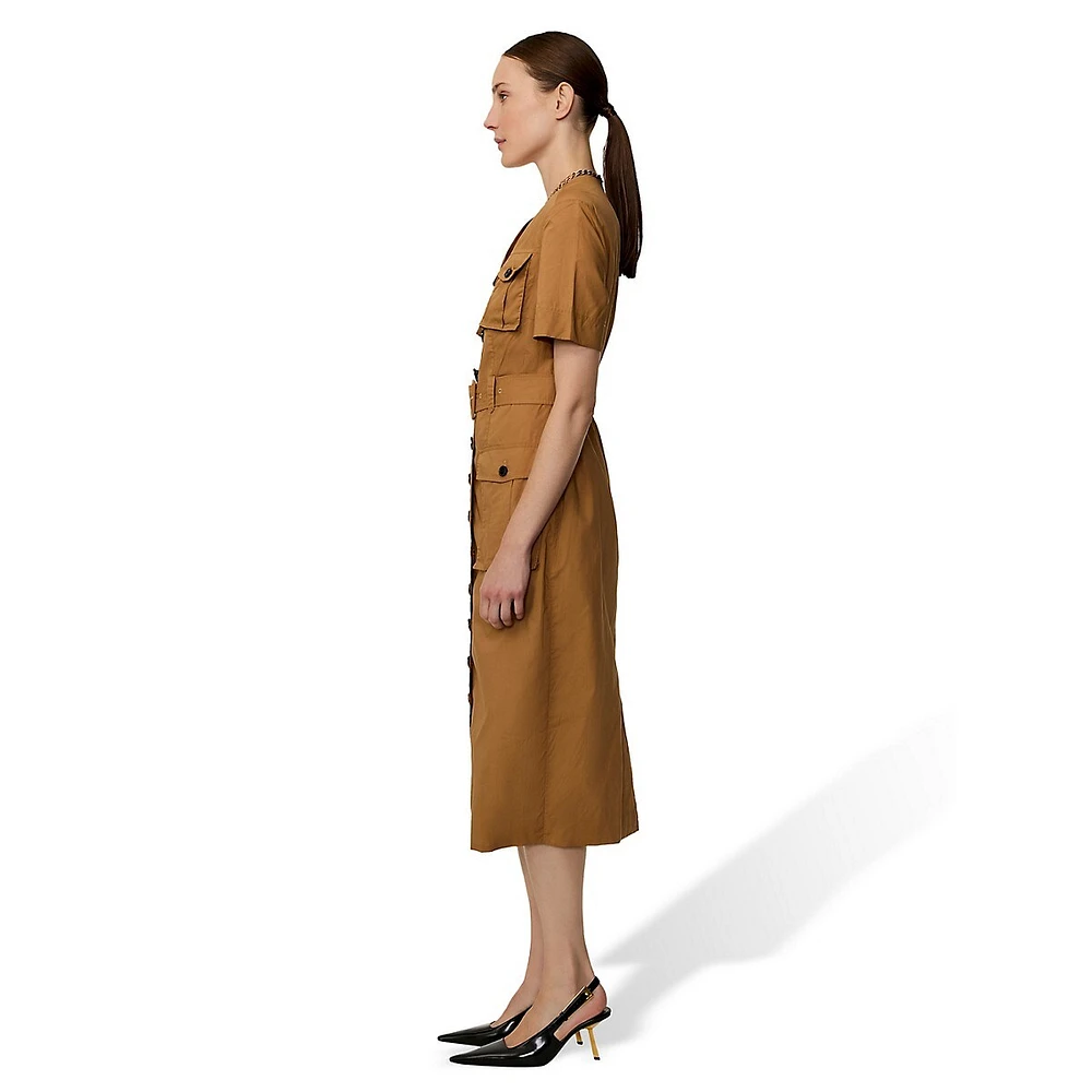 Utility-Style Poplin Shirtdress