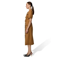 Utility-Style Poplin Shirt Dress