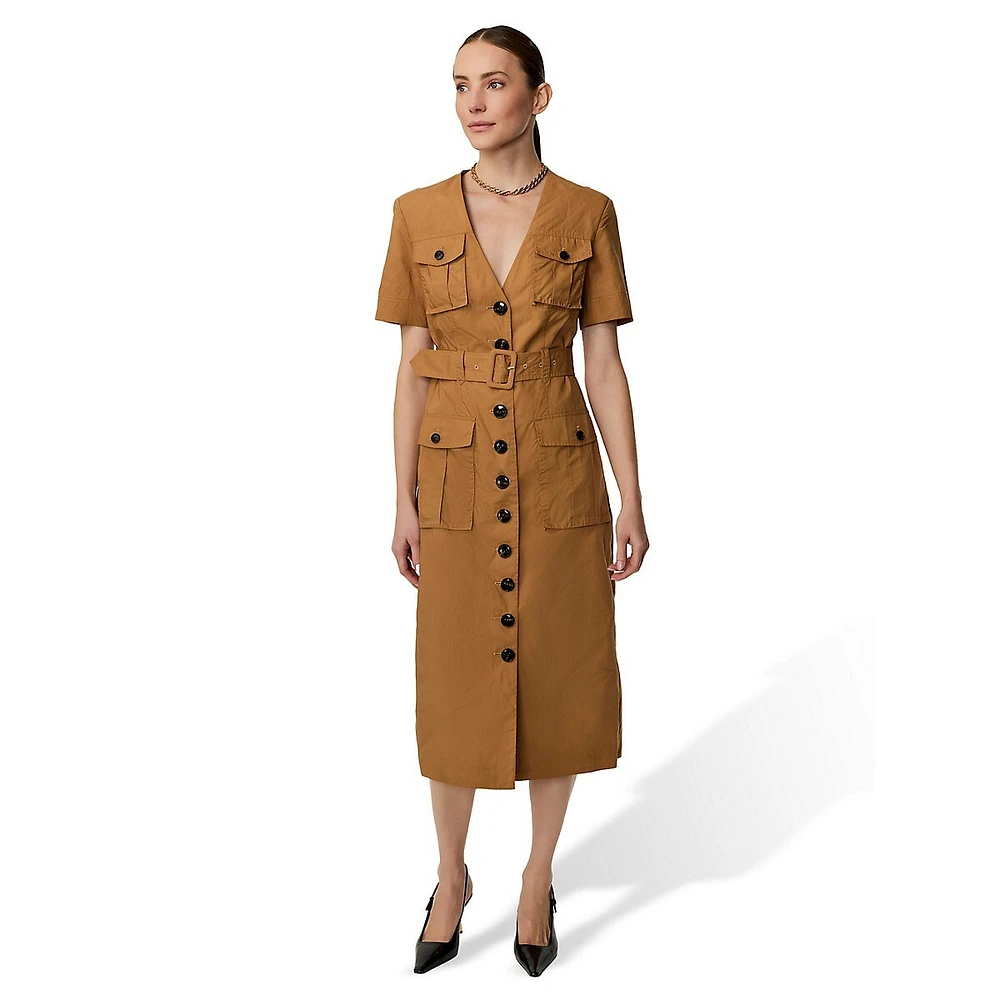 Utility-Style Poplin Shirt Dress