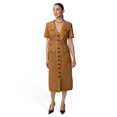 Utility-Style Poplin Shirt Dress