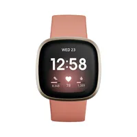 Unisex Versa 3 Aluminum & Silicone Smartwatch FB511GLPKFRCJK - Pink Clay