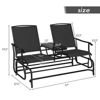 2 Person Outdoor Patio Double Glider Chair Loveseat Rocking
