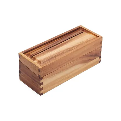 Boîte à recettes en bois d'acacia Gourmet