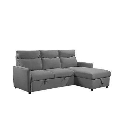 Reversible Soft Grey Fabric Sofa Bed Sectional