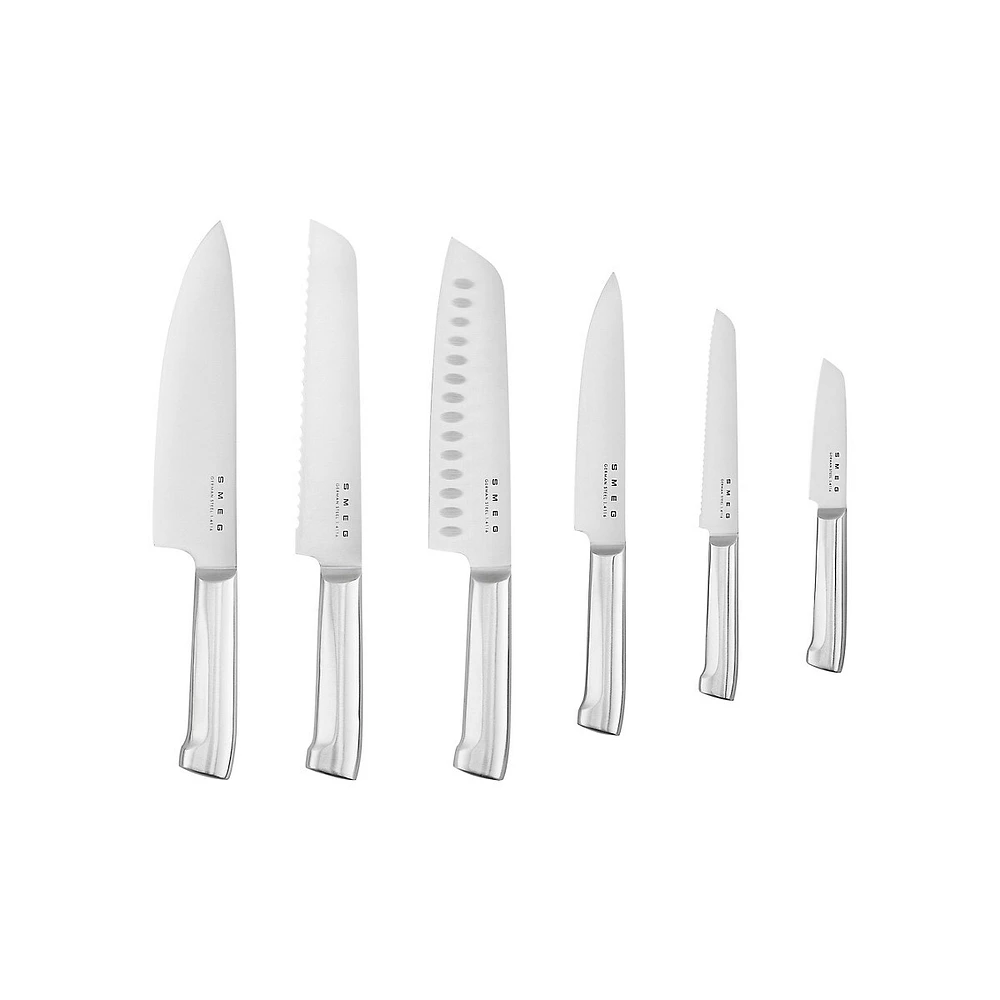 Stainless Steel & Acacia Wood Block 7-Piece Knives Set