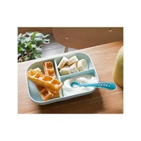 Little Kid's Silicone Divided Plate & Self-Feeding Spoon Set