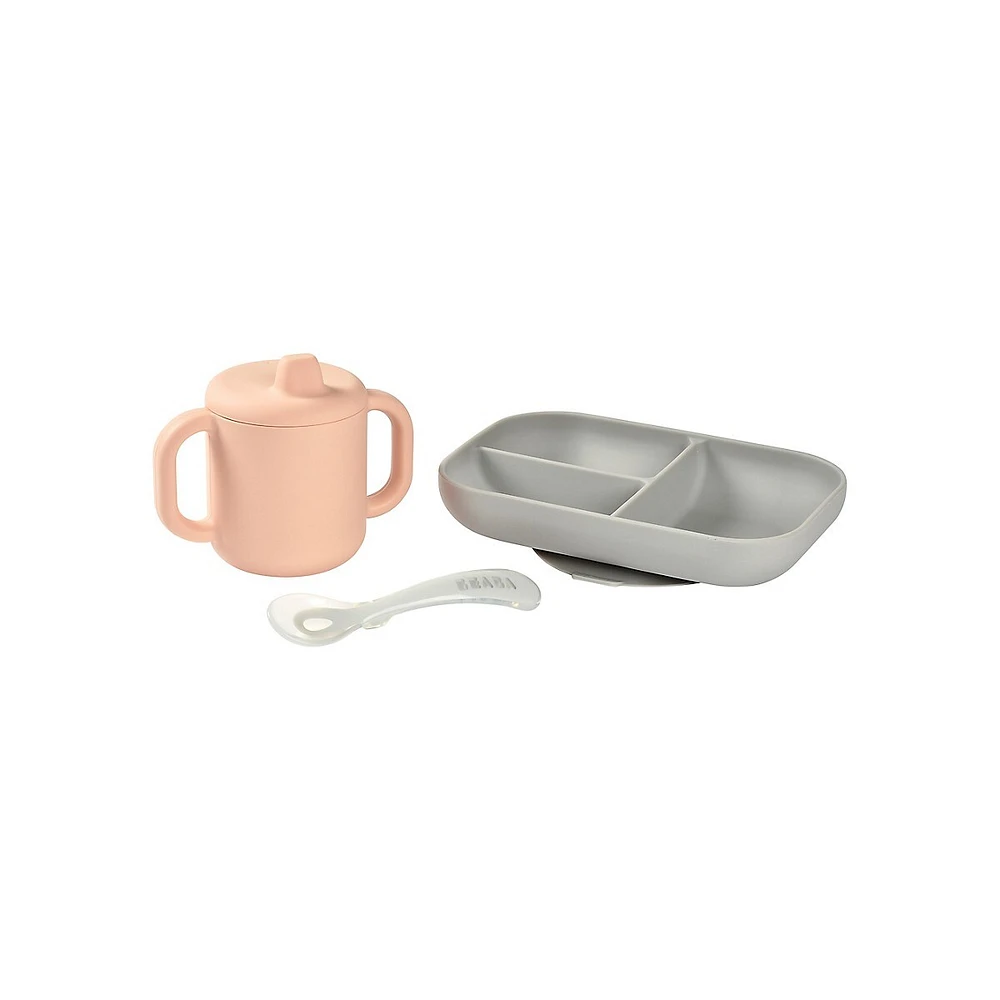 Ensemble d'alimentation en silicone Baby's Sips and Bites, trois pièces