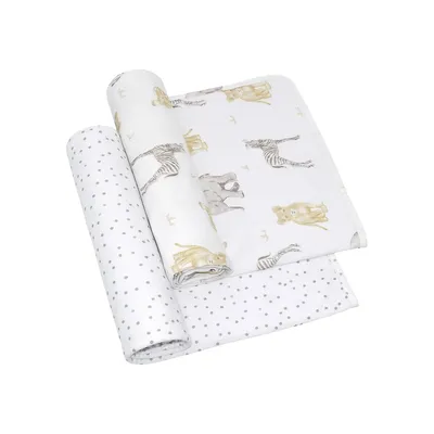 2-Pack Cotton Jersey Swaddle Blankets - Savanna Babies