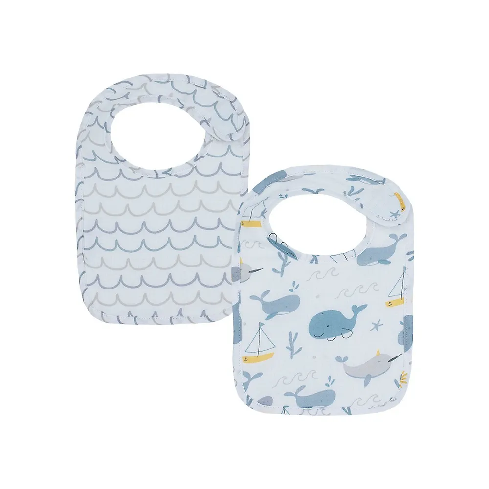 2-Pack Muslin Bibs - Whale Of A Time